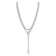 Walters Faith 18K Rose Gold and Diamond Clasp on Sterling Silver Boa Chain