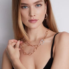 Walters Faith 18K Rose Gold and Diamond Oval Link Necklace