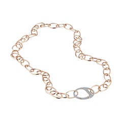 Walters Faith 18K Rose Gold and Diamond Oval Link Necklace