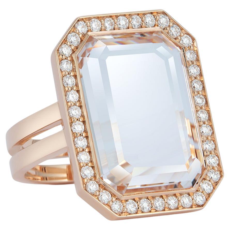 For Sale:  Walters Faith 18K Rose Gold and Diamond Rock Crystal Ring