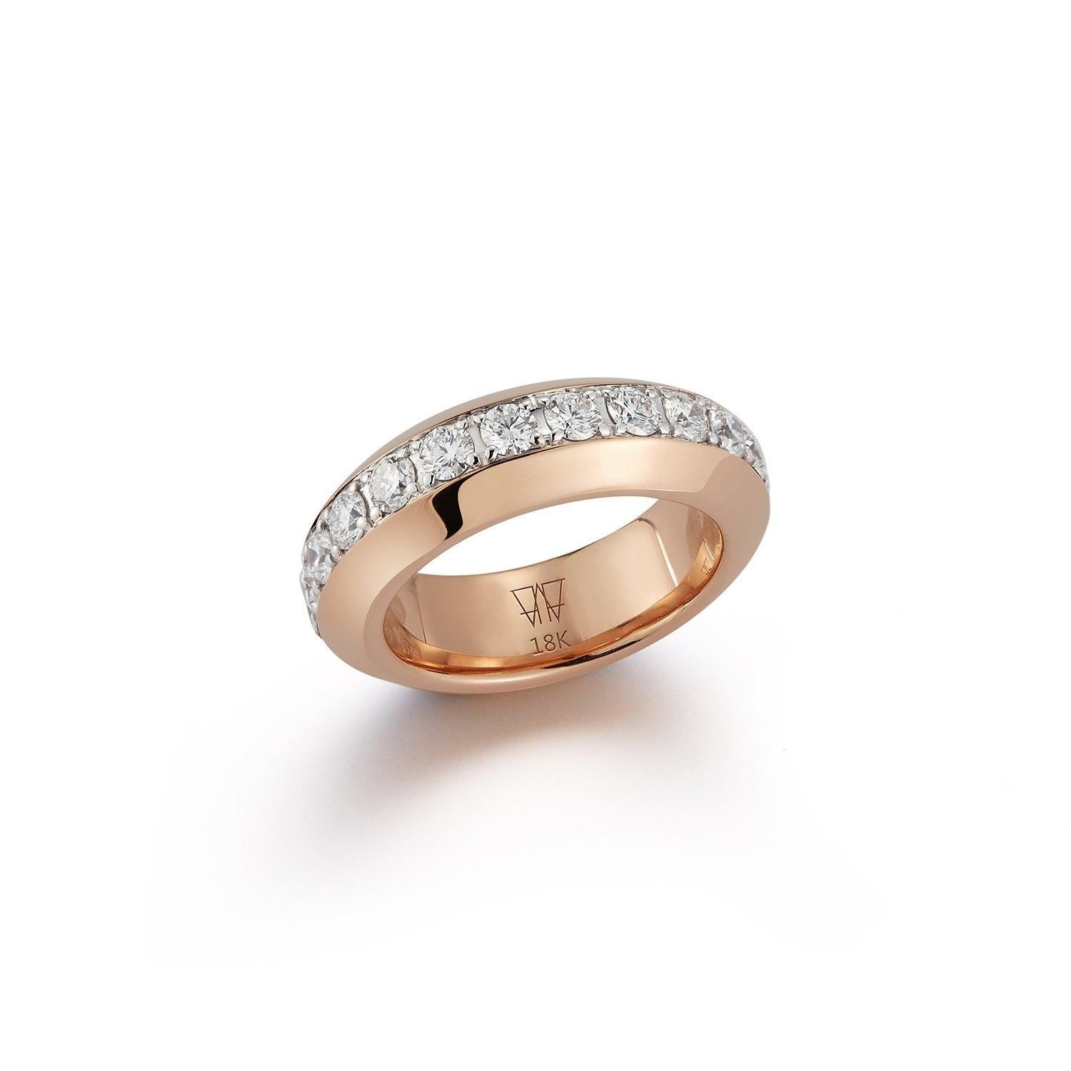 For Sale:  Walters Faith 18K Rose Gold and White Diamond Angled Band Ring 4