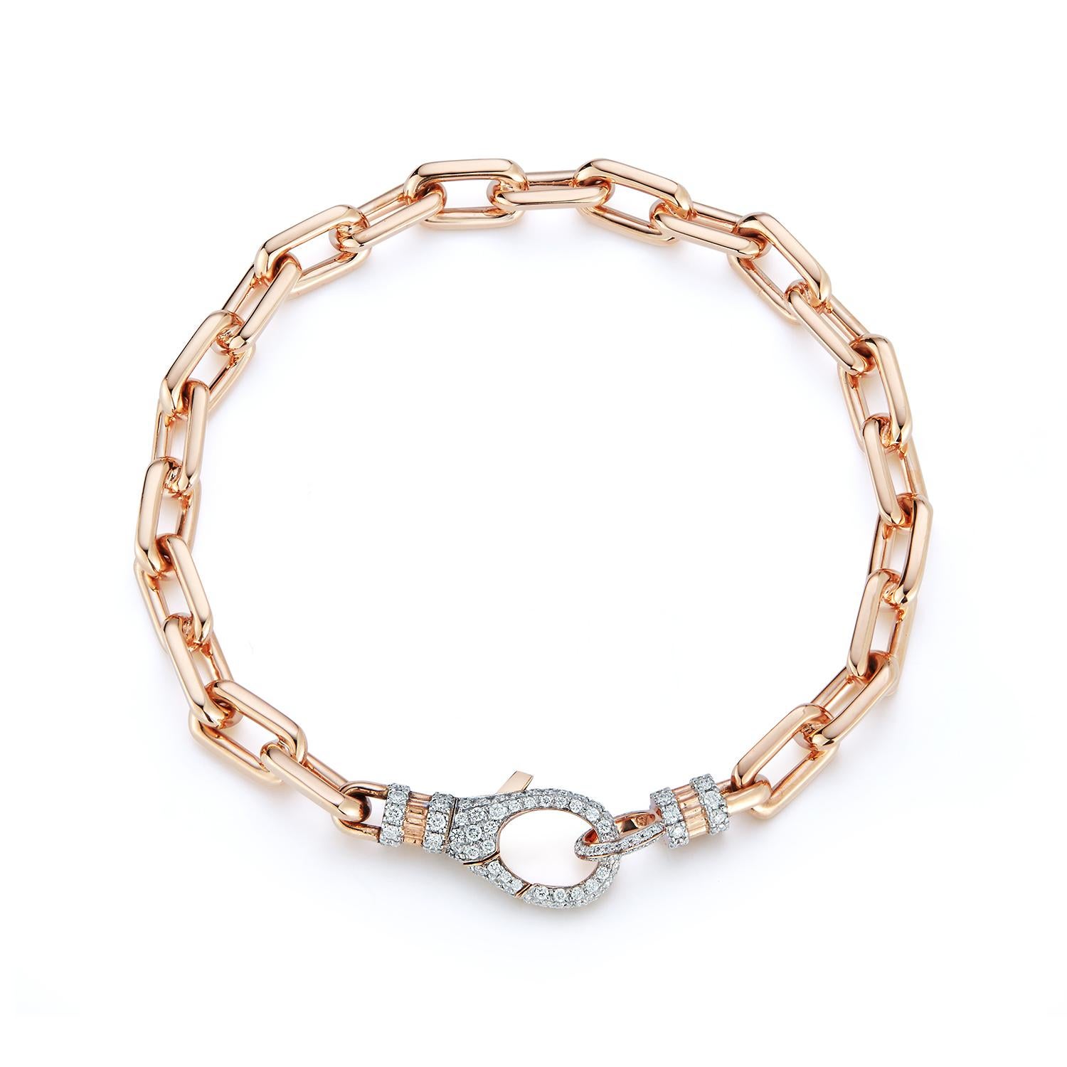 Walters Faith 18 Karat Roségold Kette Gliederarmband mit All Diamond Lobster Verschluss im Zustand „Neu“ im Angebot in New York, NY