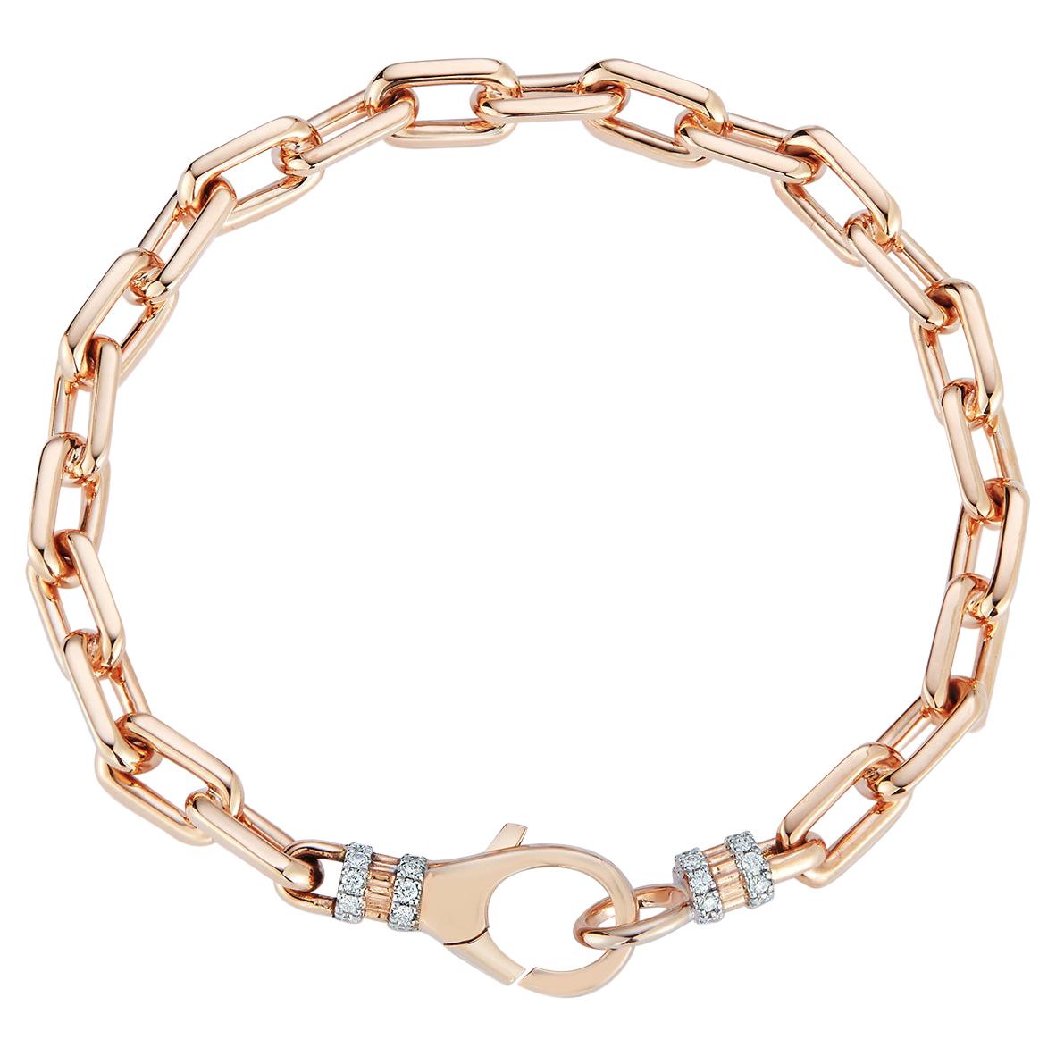 Walters Faith 18K Rose Gold Chain Link Bracelet with Diamond Lobster Clasp