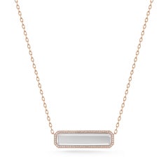 Walters Faith 18 Karat Rose Gold, Diamond and Rock Crystal Bar Pendant