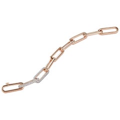 Walters Faith 18K Rose Gold Elongated Chain Link Bracelet with 2 Diamond Links