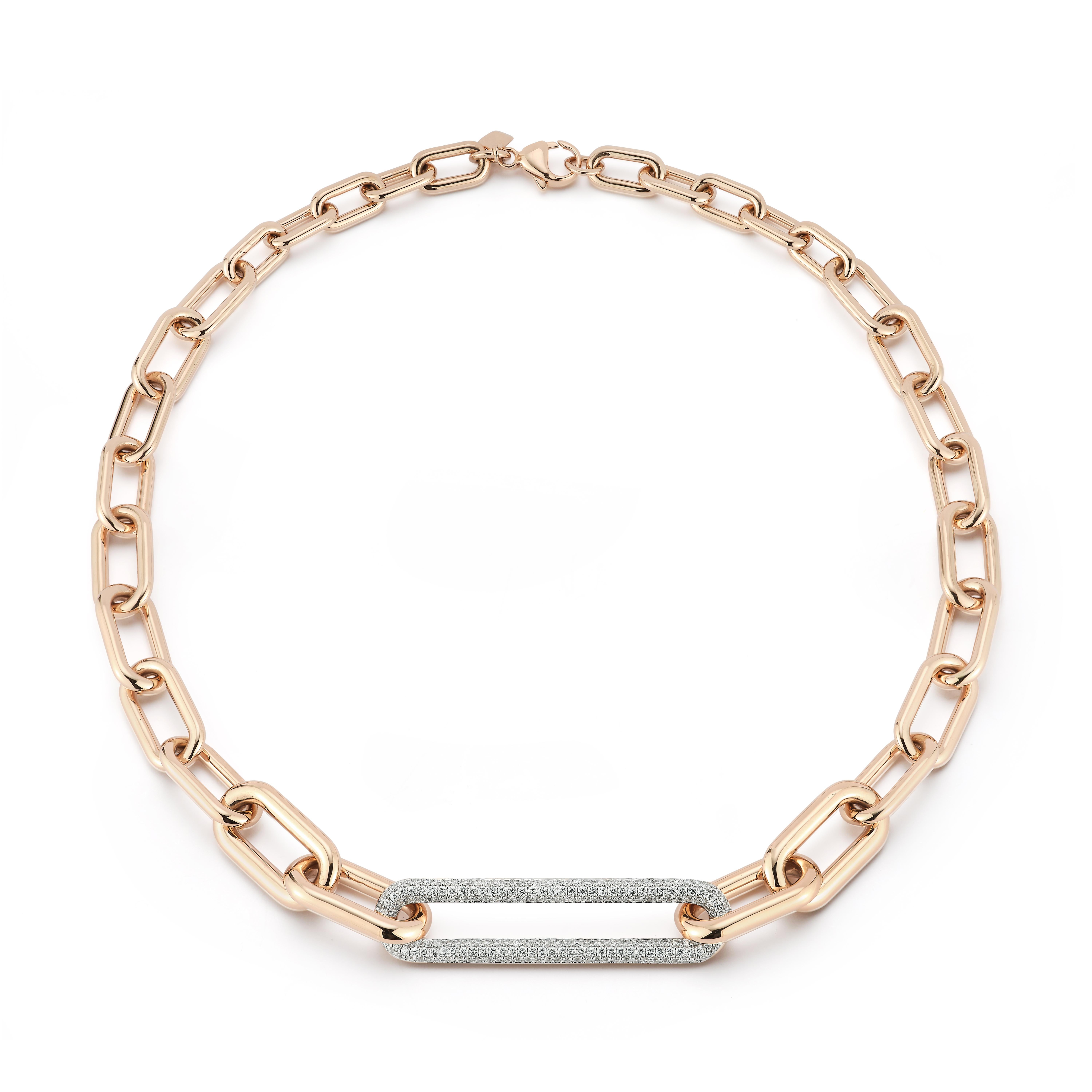 Walters Faith 18K Roségold abgestufte Kette Halskette mit Diamantglieder (Brillantschliff) im Angebot