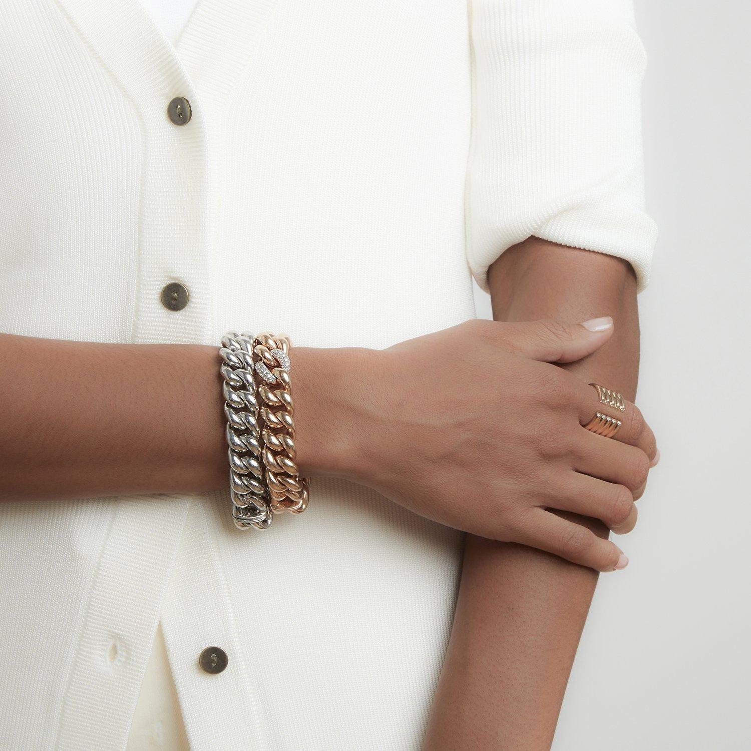 Walters Faith, Gliederarmband aus 18 Karat Roségold mit Jumbo-Kragengliedern und einzelnen Diamanten (Brillantschliff) im Angebot