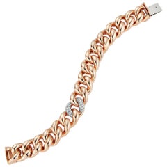 Walters Faith 18K Rose Gold Jumbo Curb Link and Single Diamond Link Bracelet