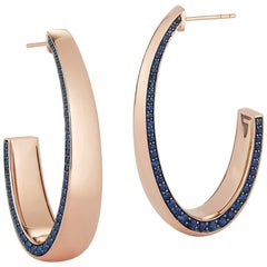 Walters Faith 18K Rose Gold Long Hoop with Sapphire Edge Half Back Earring