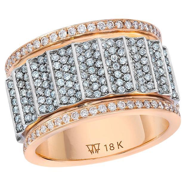 For Sale:  Walters Faith 18K White Gold and 18 Karat Rose Gold All Diamond Fluted Band Ring