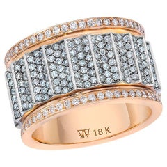 Walters Faith 18K White Gold and 18 Karat Rose Gold All Diamond Fluted Band Ring