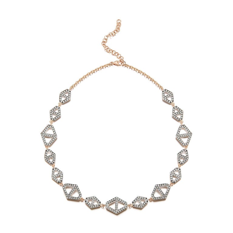 Walters Faith 18 Karat Gold White Diamond And Black Rhodium Hexagon Choker For Sale At 1stdibs Artificial impon 1gm gold plated golusu. 1stdibs