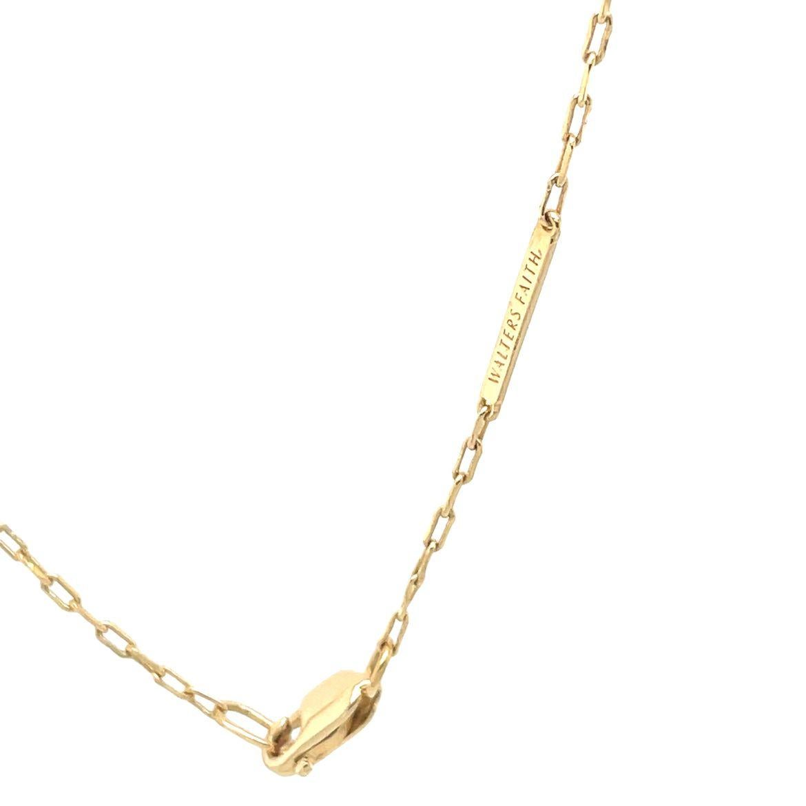 Modern Walters Faith Dora 18k Yellow Gold & Diamond Medium Tablet Charm Necklace For Sale