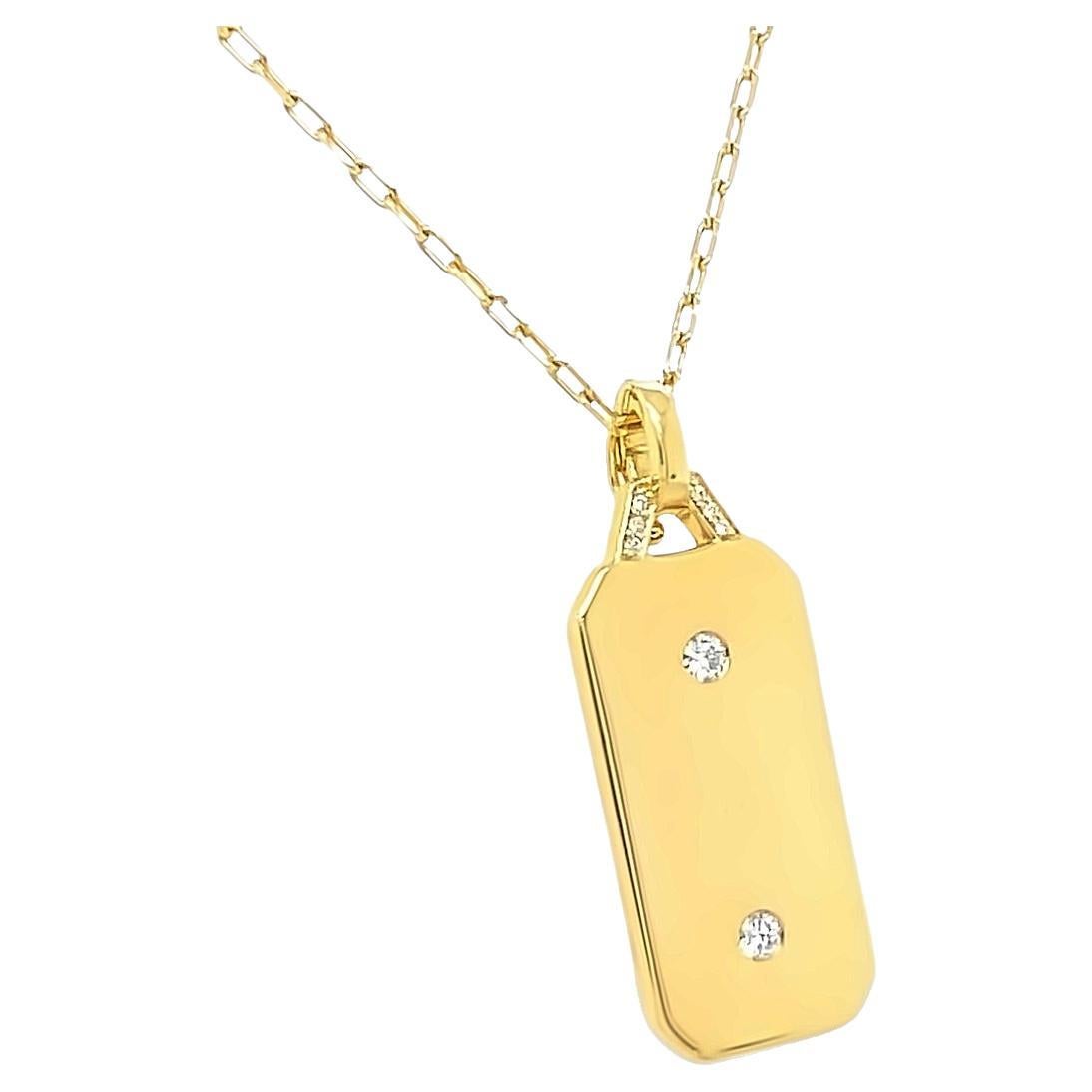 Walters Faith Dora 18k Yellow Gold & Diamond Medium Tablet Charm Necklace For Sale