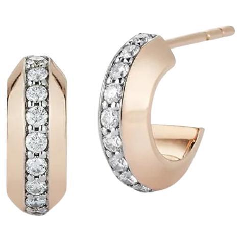 Walters Faith Grant 18K Rose Gold and Diamond Knife Edge Huggies