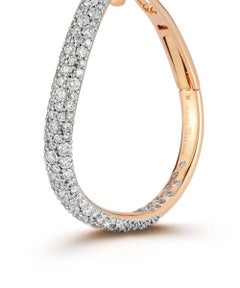 Orecchini a cerchio curvi con diamanti bianchi e oro rosa 18 carati di Walters Faith Julian, 1,5".