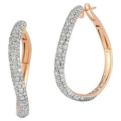 Walters Faith Julian 18K Rose Gold and White Diamond Curved Hoop Earrings, 1.5"
