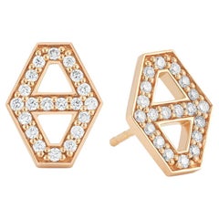 Walters Faith Medium Diamond Signature Hexagon Earrings in Rose Gold