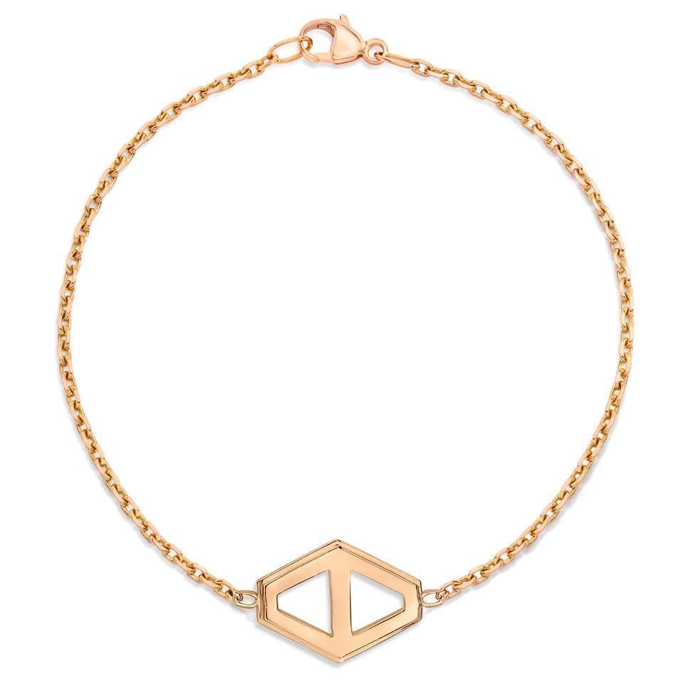 Walters Faith Medium Rose Gold Signature Hexagon Chain Bracelet In New Condition For Sale In Weston, MA