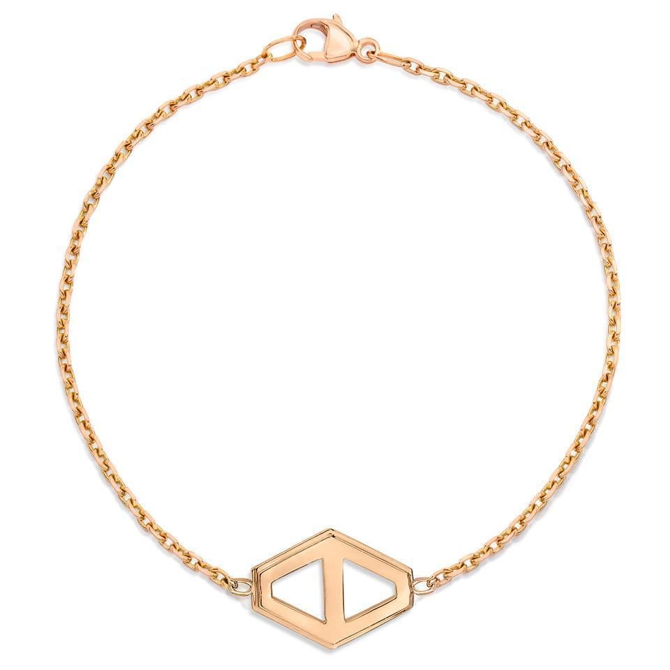 Walters Faith Pulsera de cadena hexagonal con firma en oro rosa medio en Nuevo estado para la venta en Weston, MA