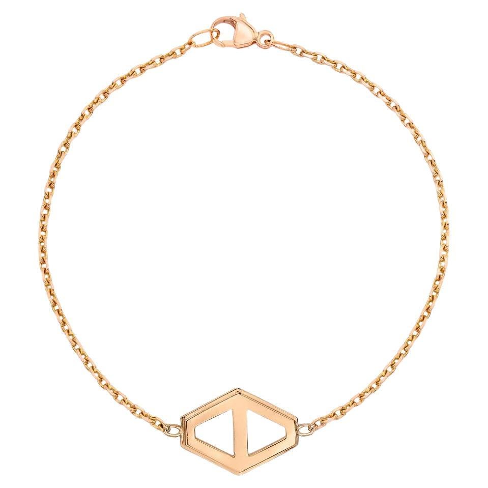 Pre-owned Walters Faith Medium Rose Gold Signature Hexagon Chain Bracelet In Red