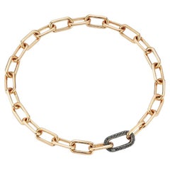 Walters Faith Saxon 18K Rose Gold Chain Link Bracelet with Black Diamond Clasp