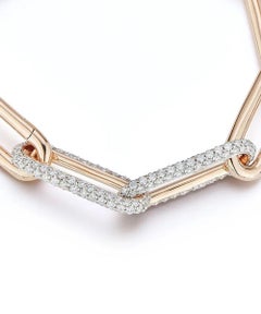 Walters Faith Saxon, bracciale a catena in oro rosa 18 carati con maglie di diamanti, 7".