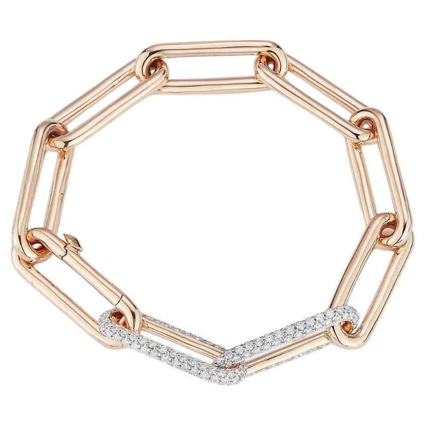 Walters Faith Saxon 18K Rose Gold Chain Link Bracelet with Diamond Links, 7"