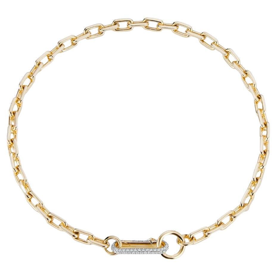Walters Faith Saxon 18K Yellow Gold Chain Link Necklace with Diamond Clasp, 15" in vendita
