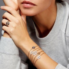 Pulsera de cadena hexagonal con firma de diamantes pequeños Walters Faith de oro rosa