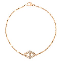 Bracciale a catena esagonale con diamante piccolo firmato Walters Faith in oro rosa