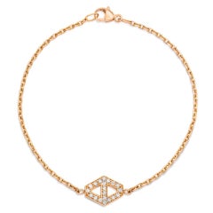 Walters Faith Bracelet chaîne hexagonale caractéristique en or rose avec petits diamants