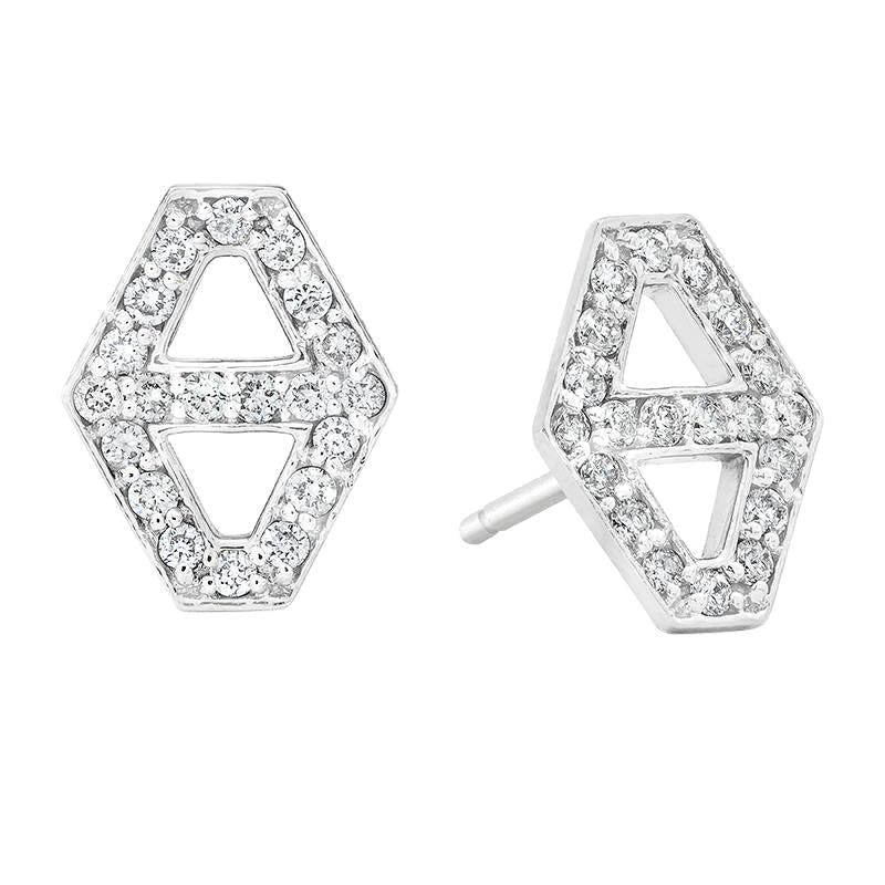 Walters Faith Small Diamond Signature Hexagon Earrings in White Gold