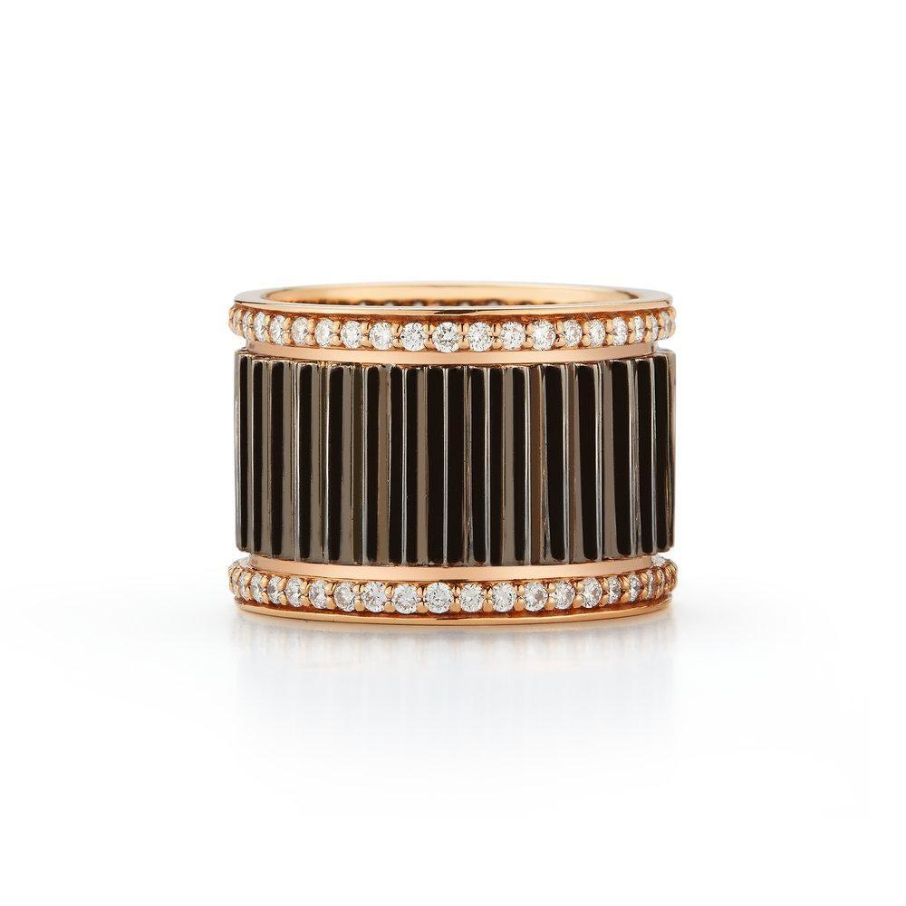 For Sale:  Walters Faith Two-Tone Diamond Fluted Band Ring 4