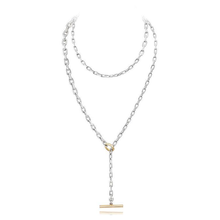 Walters Faith TwoTone Graduating Chain Link Toggle Necklace For Sale