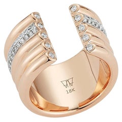 Walters Faith's 5-Row 18 Karat Rose Gold and Pave Diamond Row Tubular Cuff Ring
