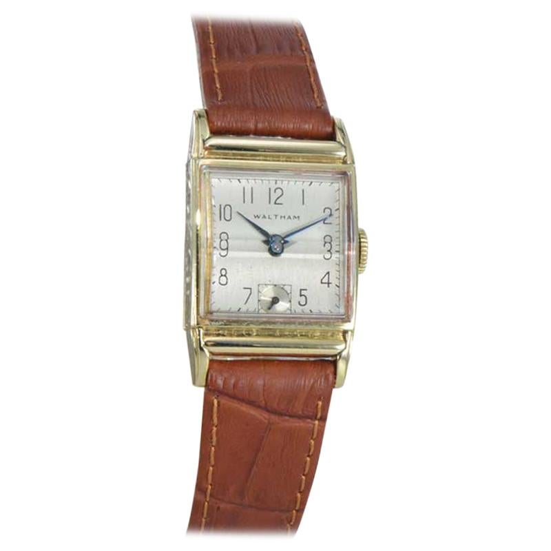 Waltham 14 Karat Gold Filled Art Deco Watch with Original Gabled Crystal