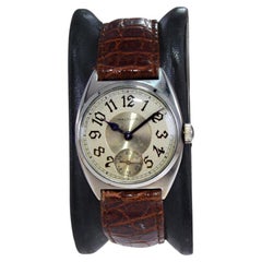 Used Waltham 14 Karat Solid White Gold Art Deco Handmade Watch from 1926