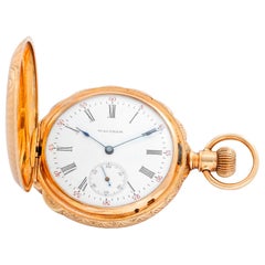 Waltham 14 Karat Yellow Gold Box Hinge Pocket Watch