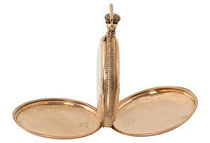 Montre de poche à double boîtier en or 14K de Waltham Unisexe en vente
