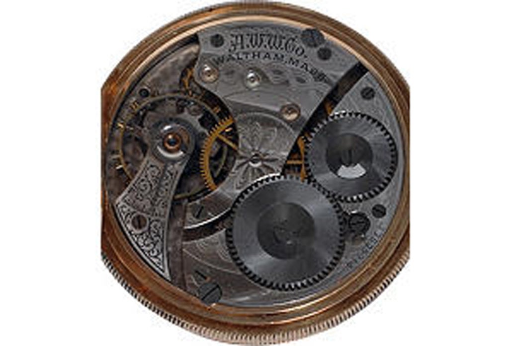 Montre de poche à double boîtier en or 14K de Waltham en vente 1