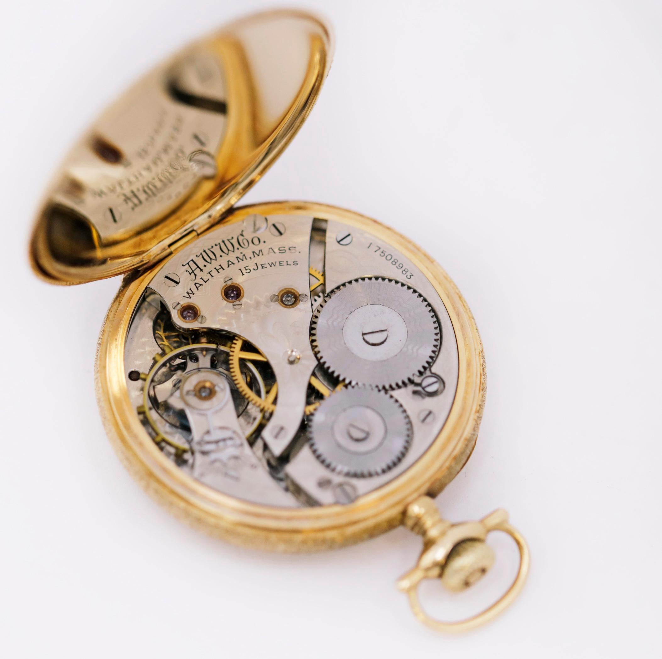 Waltham 14K Gold Grade 620 15 Jewels Manual Antique Pocket Watch For Sale 1