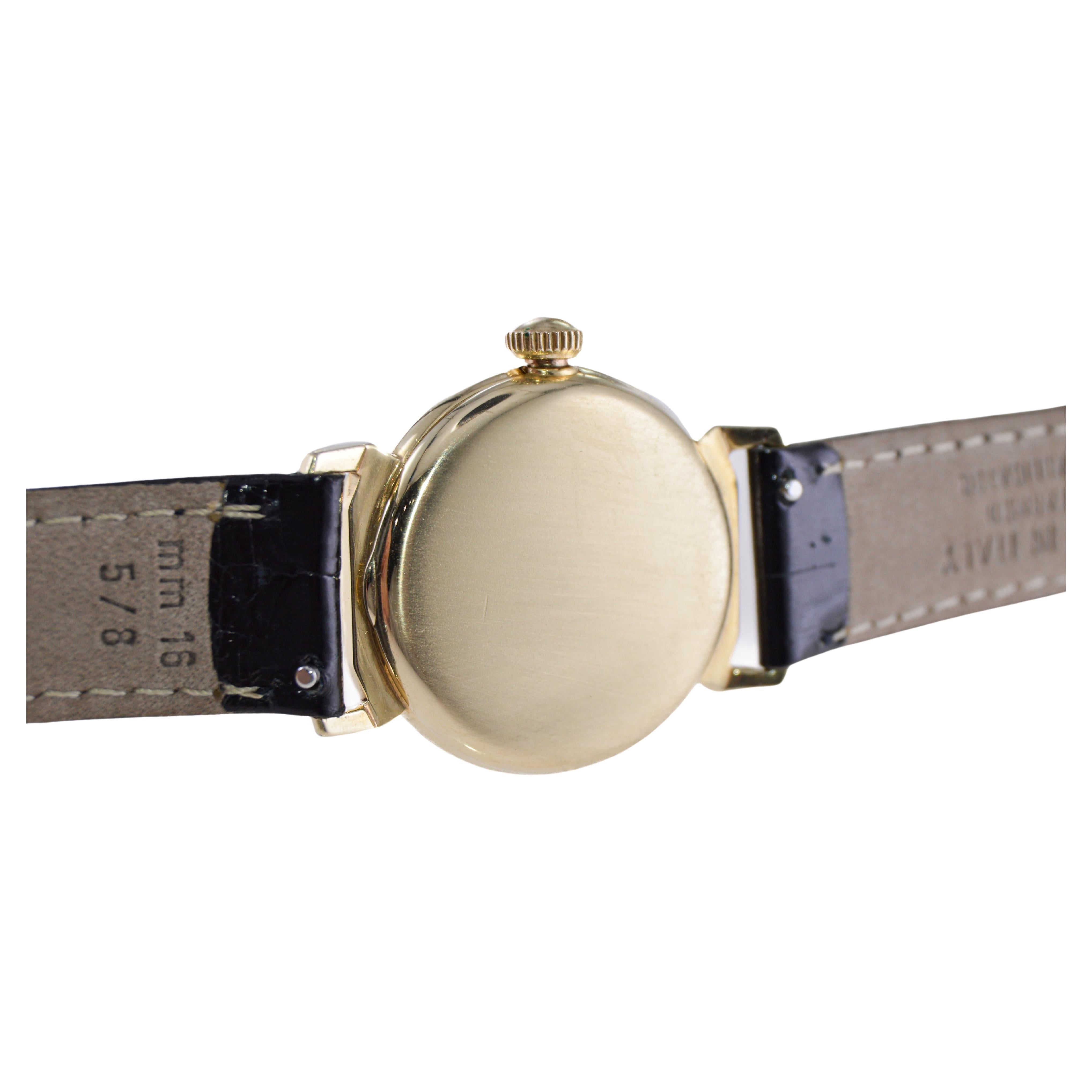 Waltham 14k Massivgold Seltene Art Deco Uhr mit Original Gold Zifferblatt 1935 im Angebot 2
