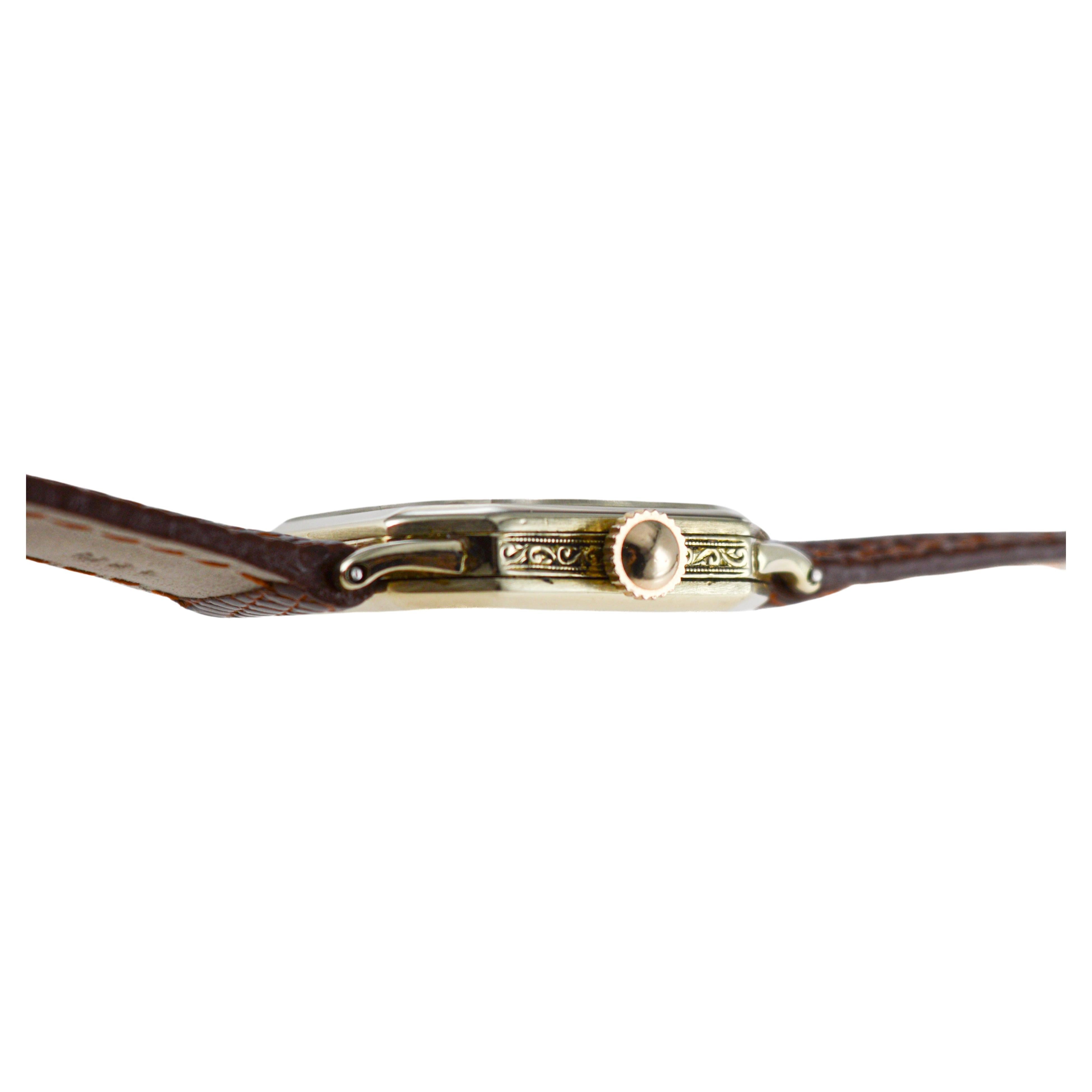 Waltham 14k Solid Yellow Gold American Art Deco Watch with Original Dial 1926 For Sale 6