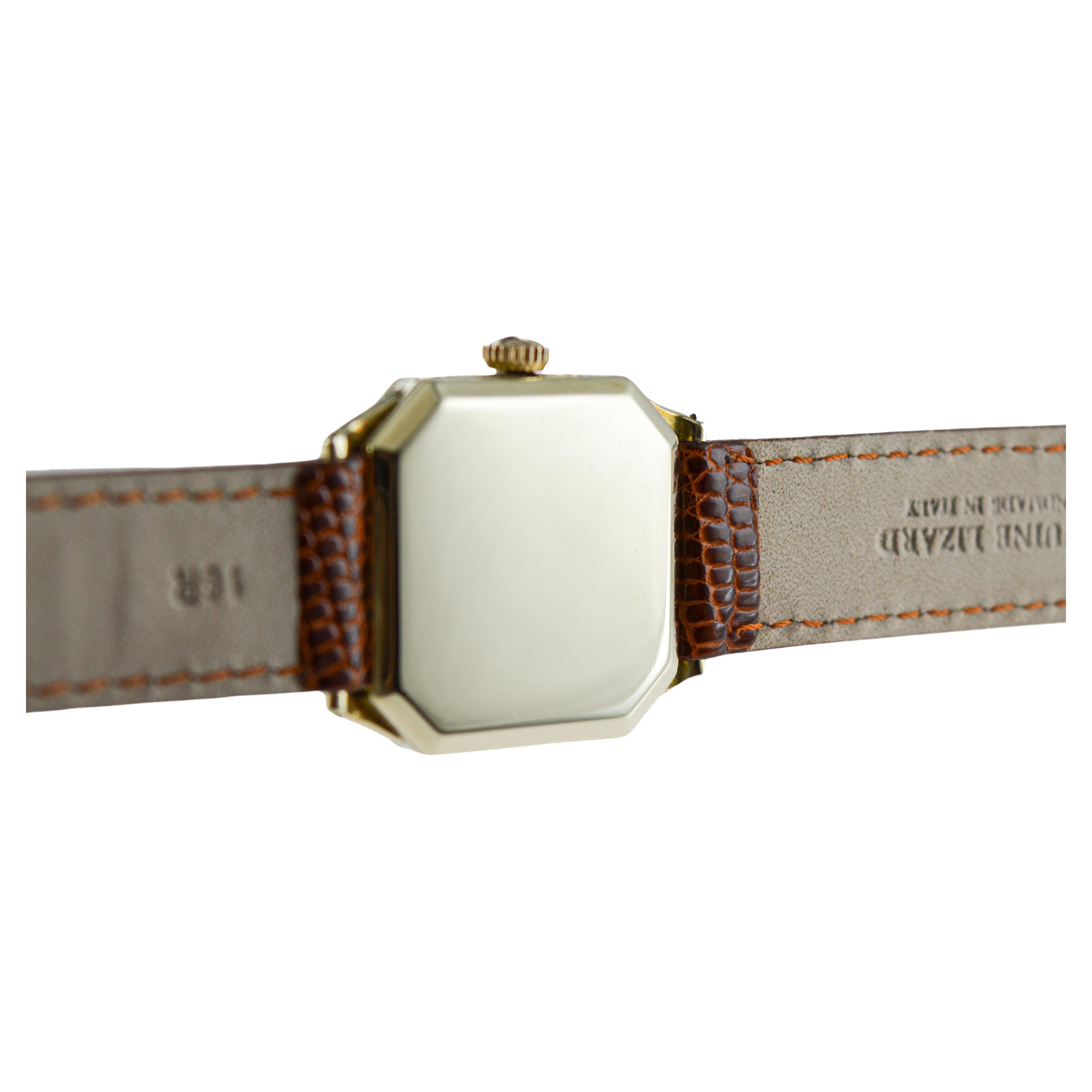 Waltham 14k Solid Yellow Gold American Art Deco Watch with Original Dial 1926 For Sale 7
