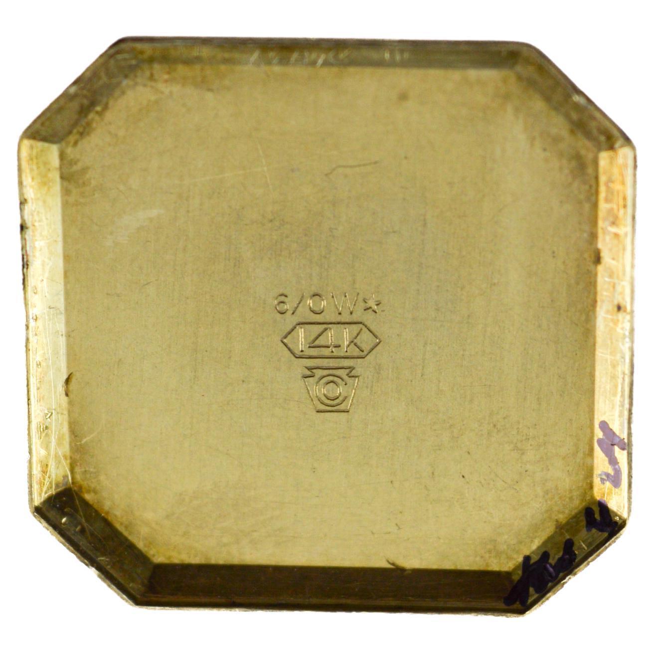 Waltham 14k Solid Yellow Gold American Art Deco Watch with Original Dial 1926 For Sale 8