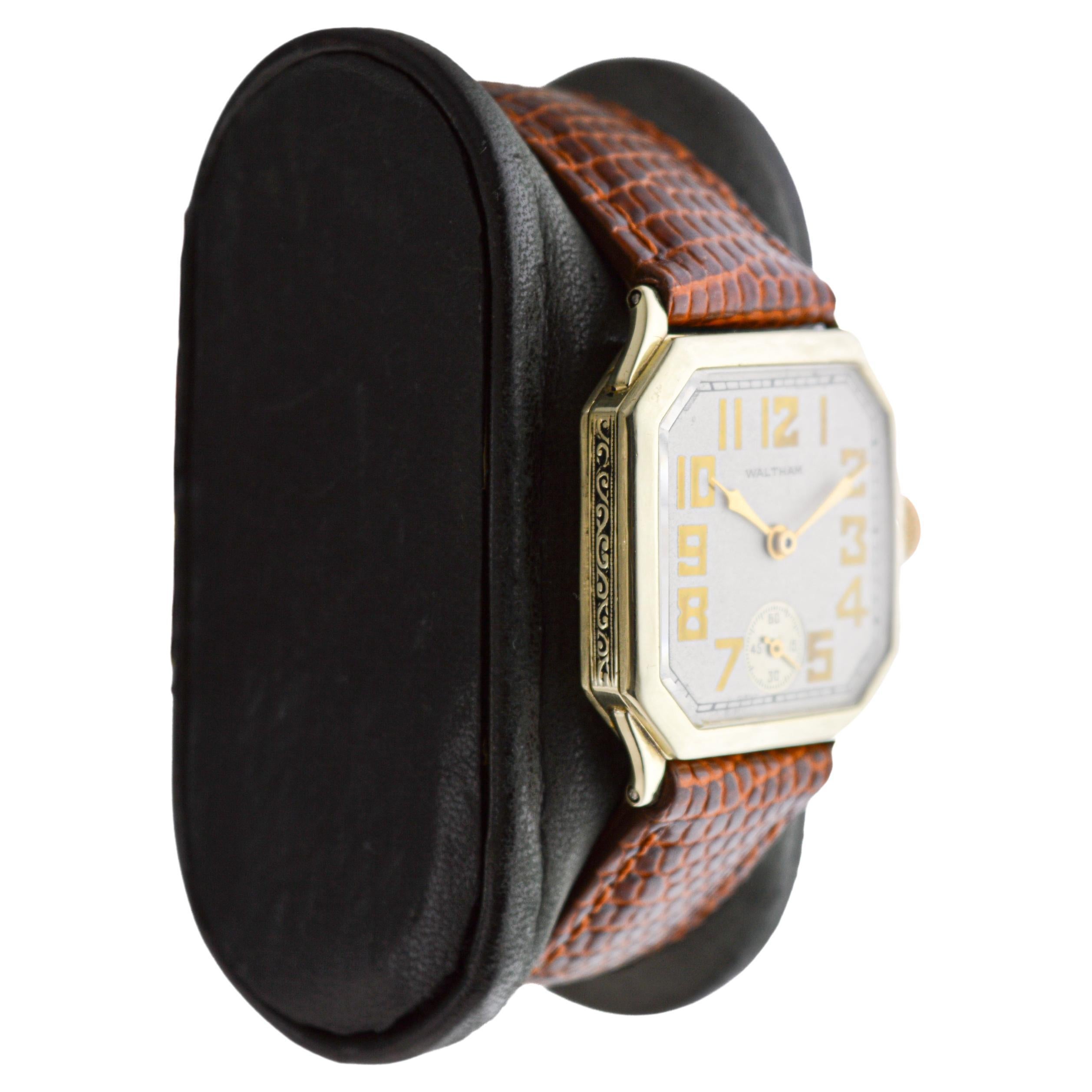 FACTORY / HOUSE: Waltham Watch Company
STYLE / REFERENCE: Art Deco / Tank Style 
METAL / MATERIAL: 14Kt Solid Yellow Gold
CIRCA / YEAR: 1926
DIMENSIONS / SIZE: Length 33mm X Width 27mm
MOVEMENT / CALIBER: Manual Winding / 15 Jewels / Caliber