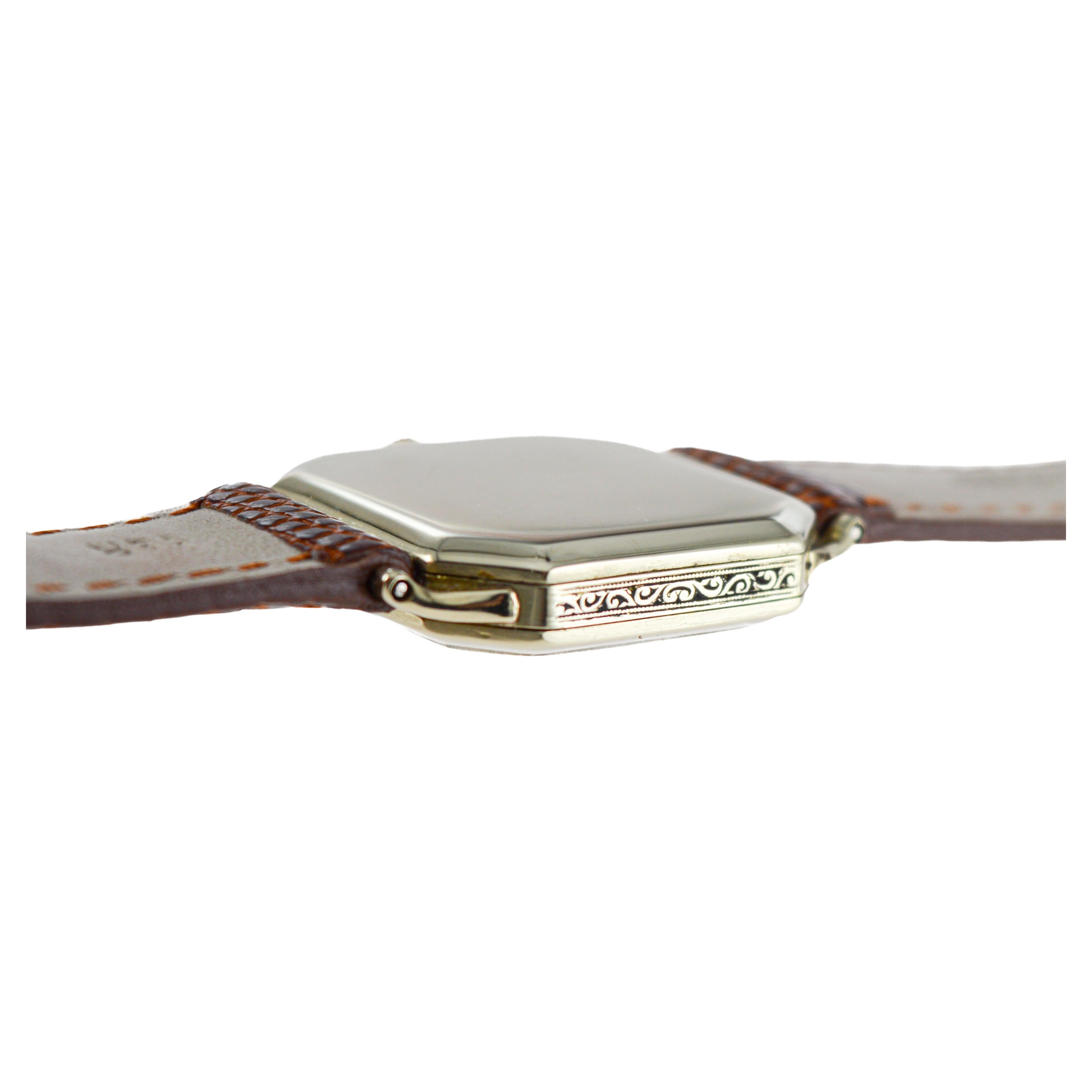 Waltham 14k Solid Yellow Gold American Art Deco Watch with Original Dial 1926 For Sale 4