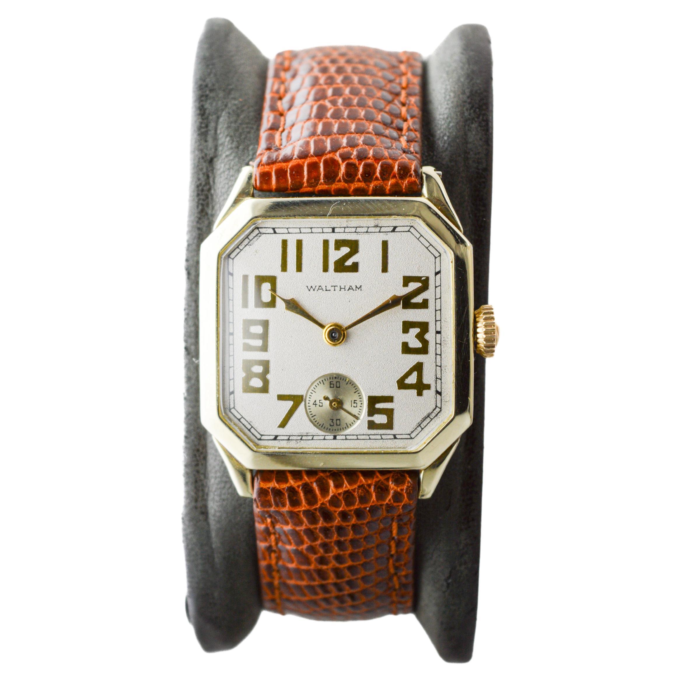 Waltham 14k Solid Yellow Gold American Art Deco Watch with Original Dial 1926