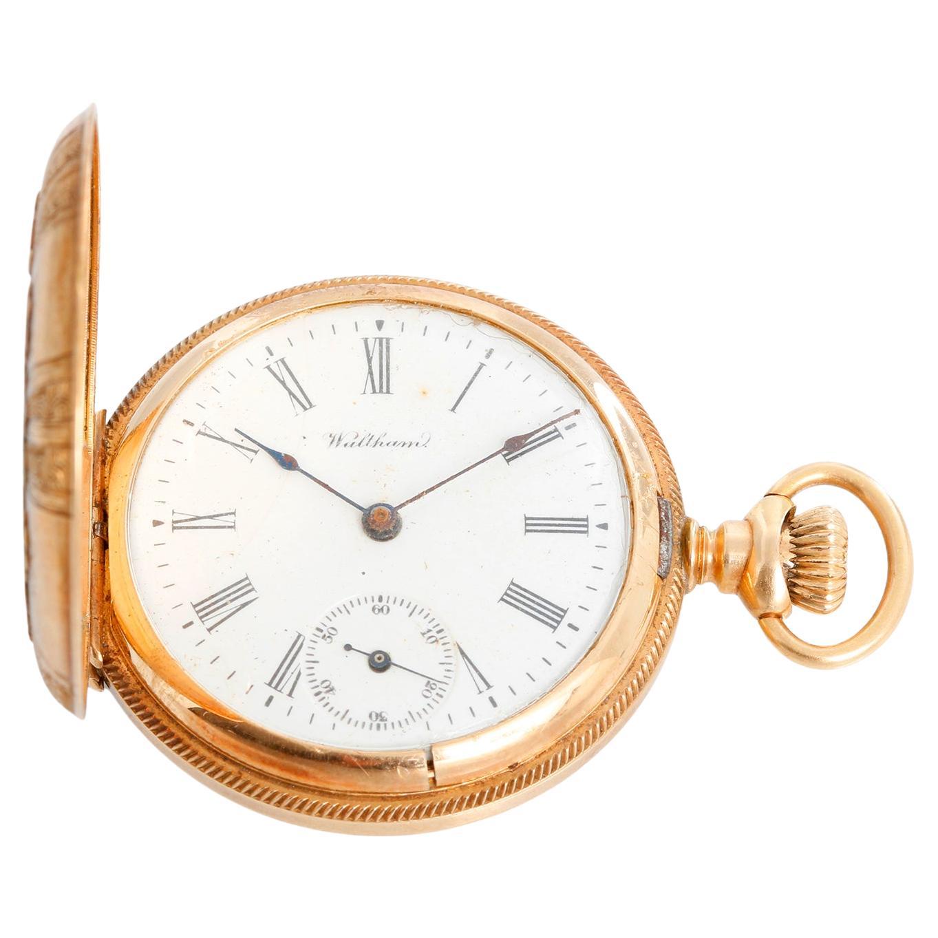 Waltham 14K Tri Gold Ladies Pendant Pocket Watch For Sale
